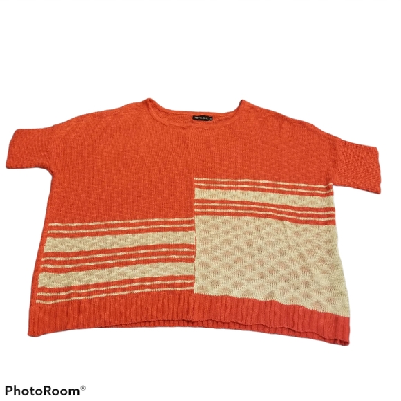 (1XL) C.O.C. Ultra Soft Thin Knit Top Bohemian Colorful Short Sleeved - Picture 1 of 8